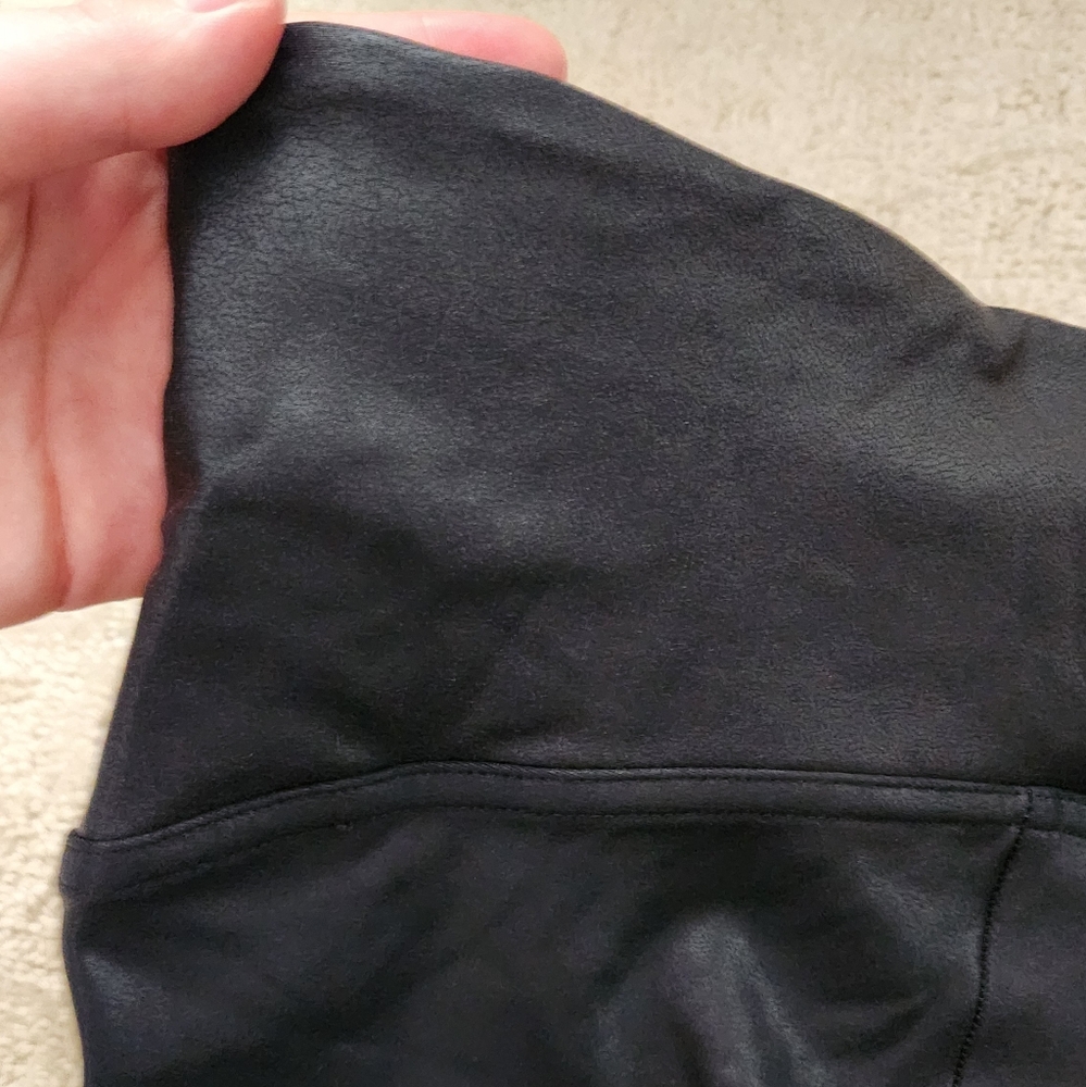 SPANX black faux leather shiny legging pant shapewear control waist Large - Picture 11 of 11